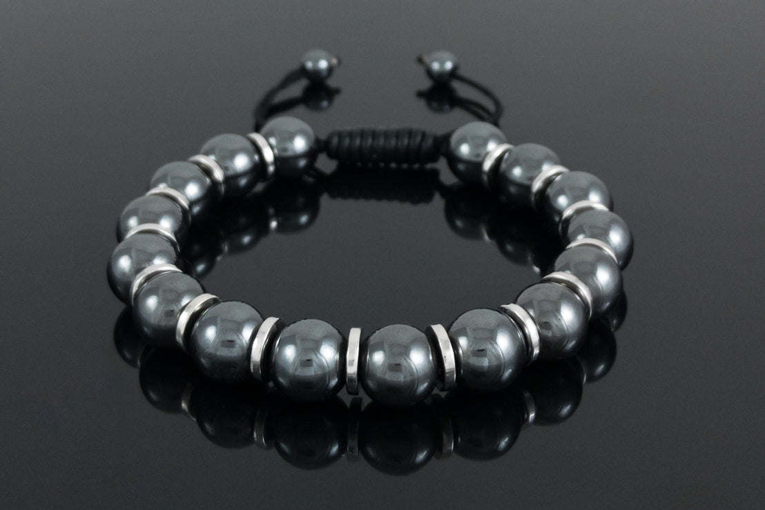 Hematite w/Silver and Leather