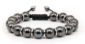 Hematite w/Silver and Leather